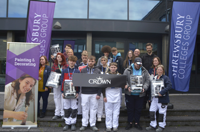 Painting and Decorating students gifted brand-new tool kits to celebrate their work volunteering for a Shrewsbury homeless charity